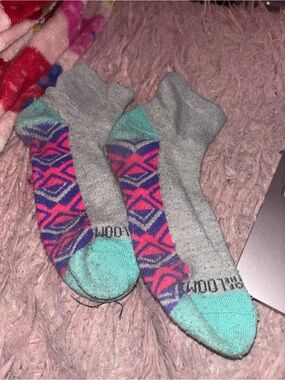 Gray & Teal Patterned Crew Socks - Unbranded